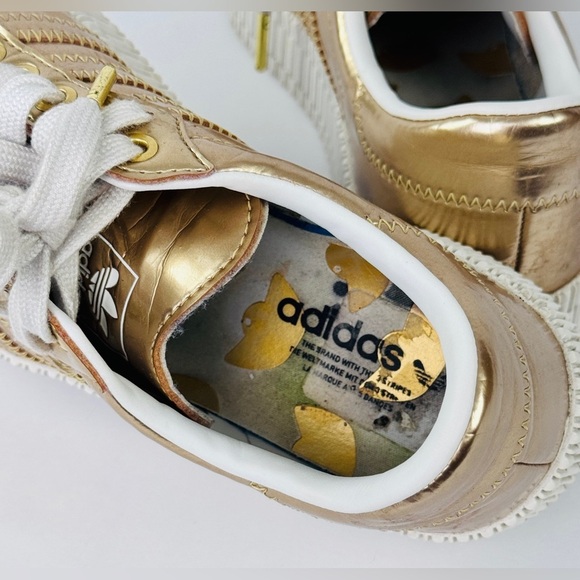 Adidas Sambarose Gold Metallic Shoes Women’s Size 7 Platform Sneakers - Picture 7 of 9